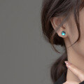 wholesale S925 Sterling Silver Small Blue Beaded Sphere Ear Studs Sweet and Elegant Lady-like Earrings M01365-0-2