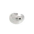 wholesale S925 Sterling Silver Korean Version INS Niche Design Minimalist Geometric Arc Surface Smooth Texture Open Ring for Women-0-5