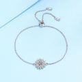 wholesale S925 Sterling Silver Spring Summer New Sunflower Moissanite Bracelet for Women with Push-Pull Adjustment, Versatile and Elegant, Ready to Ship-0-2