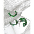 wholesale S925 sterling silver ET471 Korean-style ins minimalist geometric C-shaped design green resin texture earrings for women-0-1