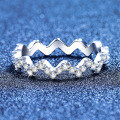 S925 Sterling Silver Moissanite Wave Full Diamond Stackable Minimalist Ring-0-0
