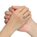 S925 Sterling Silver Round Zircon Inlaid Shining Ring, Women's Fashion Minimalist Design-0-2