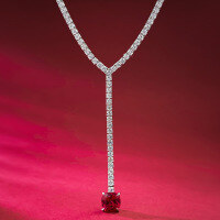 wholesale S925 Silver Y-Chain Necklace, Explosive Style Luxury Fashion Exquisite Personality Elegance High-End Live Stream Edition-N350 Red Diamond Y Chain 925 Silver