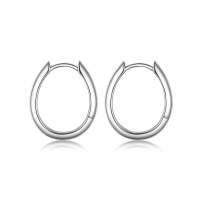 wholesale S925 Sterling Silver Geometric Hoop Earrings with Oval Ear Clasp, Fashionable, Professional, Elegant, Minimalist Design, and Unique Style-Platinum>925 silver