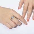 wholesale S925 silver Japanese layered style pear-shaped synthetic opal blue opal strawberry light luxury ring-0-3