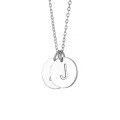 wholesale Silver jewelry, pure silver round plaque engraved with uppercase letters, fashionable and trendy couple necklace for Valentine's Day gift-0-3