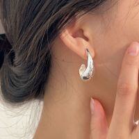 wholesale S925 Sterling Silver Geometric Earrings with Hammered Textured Design, Minimalist Style, Small Batch, Intricate Craftsmanship, and Premium Feel-Sterling silver