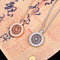 S925 Silver Eight Treasures Compass Pendant Lotus Necklace-0-2