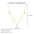 wholesale S925 Sterling Silver Cross-border Waterdrop Zircon Accent Women's Necklace, Fashionable, Luxurious, European & American Exquisite French Minimalist Collarbone Chain, Versatile-0-4