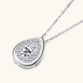 wholesale 925 Sterling Silver European and American Luxury Full Moissanite Necklace, Light Luxury High-End Sense Teardrop Pendant D Color Clavicle Chain Wholesale-0-1