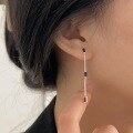 wholesale S925 Sterling Silver Stone-Inlaid Long Tassel Earrings Women Small Minimalist Korean Version New-0-1