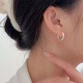 wholesale S925 Sterling Silver Minimalist Hoop Earrings for Women, Summer Ins Trend, Versatile, Niche, High-End Circle Ear Hoops with Clasp-0-2