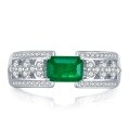wholesale S925 Sterling Silver 1 Carat Emerald Exquisite Full Diamond Micro-Paved Ring, New Style for Cross-Border-0-5