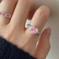 wholesale S925 Sterling Silver New Zhuo Zhifan Jewelry 7*9mm Imported Cherry Pink Heart-shaped Ring for Socialite Style Daily Fashion-0-3