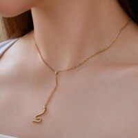 wholesale S925 Sterling Silver Cross-Border Japanese and Korean Women's Small Snake Pendant Necklace, Minimalist and Luxurious with Extendable Chain Design-Gold DY190833-SG-BH 925 silver