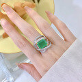 wholesale New 925 Silver 5ct Emerald-Cut High Carbon Diamond Geometric Rhombus Ring Selling Well Across Borders-0-3
