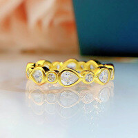 wholesale S925 Sterling Silver New Pear-Shaped Teardrop Ring for Foreign Trade Cross-BorderIns Style Hot Seller-Gold 8
