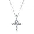 S925 Sterling Silver Wholesale Women's Cross Moissanite Square Full Diamond Collarbone Necklace-0-4