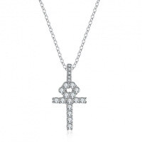 S925 Sterling Silver Wholesale Women's Cross Moissanite Square Full Diamond Collarbone Necklace-1.5 carats (set with moissanite)  925 silver