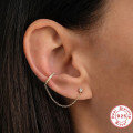 wholesale S925 Sterling Silver Single Row Diamond-Studded Clip-On Earring with Fringe and Solitaire Design-0-2