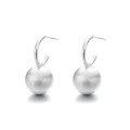 wholesale S925 Sterling Silver Frosted Matte Brushed Finish Round Ball Ear Studs Minimalist Elegant Luxury Style Women's Earrings-0-4