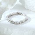wholesale 925 Silver Full Diamond Single Row Square Round Ring for Women, Small Niche Fashionable Stacking Ring-0-2