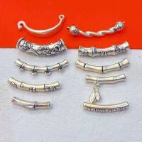 wholesale 999 Silver Heart Sutra Six-Character Mantra Bamboo Joint Blessing Character Curved Tube DIY Handmade Braided String Beaded Bracelet Hand Plate Accessory-9#