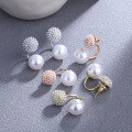 wholesale 925 Silver Pearl Floral Ball Earrings Korean Minimalist Fresh and Elegant Youthful Versatile Earrings for Drop Shipping-0-1