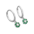 wholesale S925 Sterling Silver Floral Pendant Hoop Earrings with Sweet and Delicate Petal Diamond Accents in Ins Style-0-10