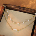 wholesale Pure Silver 9S5 White Freshwater Pearl Necklace for Women, Versatile Long Double Layer Layering Pendant Chain for Autumn Winter New Collection-0-1
