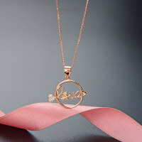 wholesale 925 Sterling Silver Cross-border Amazon Ins-style Cute Bear Letter Necklace for Women, Fashionable and Luxurious Love Pendant-Rose gold single pendant - without chain  925 silver