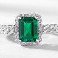 wholesale S925 European and American new geometric cultivated emerald light luxury ring for women, fully set with colored gemstones, twisted finger ring, cross-border hot pick-0-2