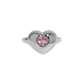 wholesale S925 Sterling Silver Korean Version Ins Designed Geometric Heart-shaped Inlaid Pink Zircon Textured Open Adjustable Ring for Women-0-5