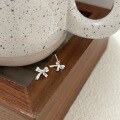 wholesale S925 Sterling Silver Bow Stud Earrings, Women's Korean Summer New Small Minimalist Elegant Earrings-0-1