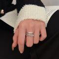 wholesale S925 Sterling Silver Vintage Open-Ended Chain Ring for Women, Korean New Retro Style Distressed Elegant and High-End Feel Ring-0-4