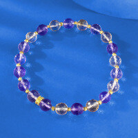 wholesale S925 Silver Amethyst and Citrine CP Sense Perfect Match Bracelet, Romantic and Lucky Gift for Girlfriend, High-End Edition by Zhuozhifan-B178 Amethyst Bracelet Elastic Cord
