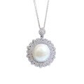 wholesale Metal with 8-carat luxurious inlaid sunflower pendant, Zhuzhifan Jewelry new 16mm pearl bead necklace for women-0-4
