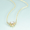 wholesale S925 Sterling Silver Gold-Plated 5A Zircon Fashion Light Luxury Elegant Collarbone Chain Gemstone Pendant Necklace-0-3