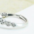 wholesale S925 Sterling Silver Retro Style Thai Silver Matte Ethnic Coin Pattern Wealth and Treasure Ring for Women, Adjustable Open Ring for Index Finger-0-2