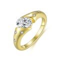 wholesale S925 silver plated with 18k gold oval moissanite ring for women, 1 carat, 5*7mm, same as Xiaohongshu style-0-4
