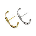 wholesale S925 Sterling Silver Korean Minimalist Small Mobius Twist C-shaped Ear Studs Ear Clips Elegant Earrings-0-4