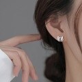 wholesale S925 Sterling Silver Minimalist Ribbon Bow Stud Earrings, Niche Design, Luxe Elegance, High-End Jewelry Wholesale-0-3