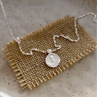 wholesale S925 Sterling Silver Rose Flower Round Pendant Necklace, Artistic Vintage Minimalist Design Necklace Y01189-S925 Silver Necklace 925 Silver