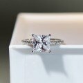 wholesale Platinum Four-Prong Princess Square Halo Setting D Color Moissanite 2 Carat 7X7 Ring Factory Direct-0-0