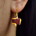 wholesale S925 Silver Snake-shaped Ear Hook with Natural Red Agate Inlay, Retro Design Advanced Banquet Ear Climber for Women-0-3