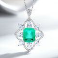 S925 Silver Necklace with Emerald Inclusions Crack Pendant Full Zirconia Inlay High Carbon Diamond Collarbone Chain Wholesale-0-5