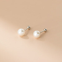 wholesale S925 Sterling Silver Korean Minimalist Pearl Thread Earrings Ins Style Commuter Jewelry M0668-S925 silver pair 925 silver