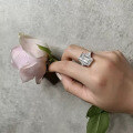 wholesale 925 Silver Zhuo Zhifang New Yellow Pink White Diamond Ring for Women, Simple Simulated Diamond, Large Square Diamond, Sugar Cube Ring, Engagement Ring-0-2