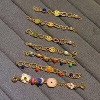 wholesale S925 gold-plated antique-style accessory enamel drip oil dopamine chain bracelet DIY extension chain tail chain jewelry-Jasper extension chain