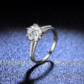 925 Silver Moissanite Ring Six-Prong Classic Setting for Women-0-2